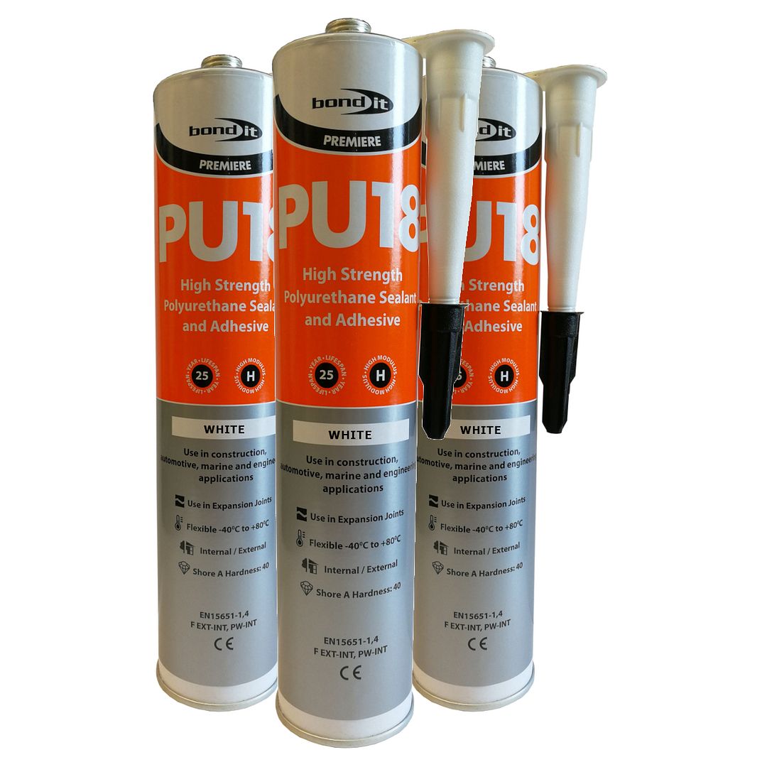 (3 Tubes) PU18 White Polyurethane Adhesive Sealant High Strength Marine